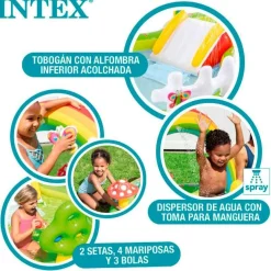 Centro de juegos hinchable Jardín Intex 450L tobogán acolchado +2A verde 104x290x180 cm