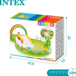 Centro de juegos hinchable Jardín Intex 450L tobogán acolchado +2A verde 104x290x180 cm