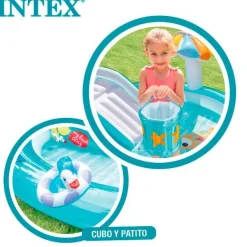 Centro de juegos hinchable Intex 160L cocodrilo con aspersor +2A azul 84x201x170 cm