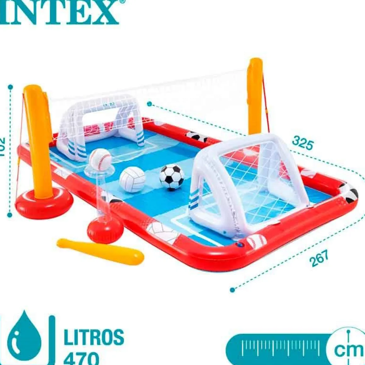Centro de juegos hinchable Intex 470L con accesorios deportivos +3A multicolor 102x325x267 cm