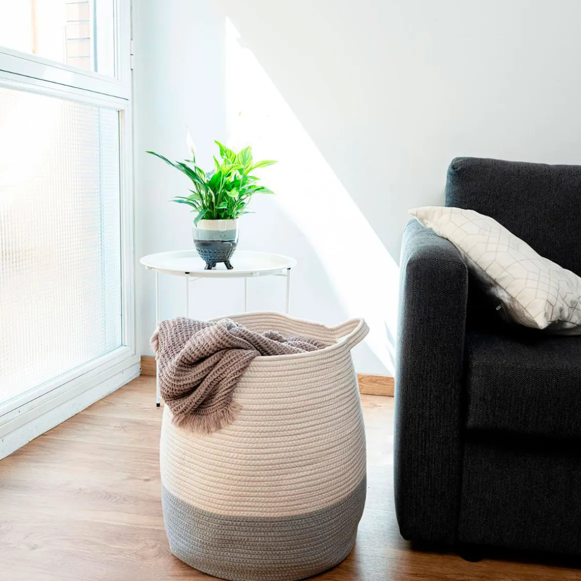 Cesta multiusos MOA Vinthera blanco/gris Ø40x45 cm