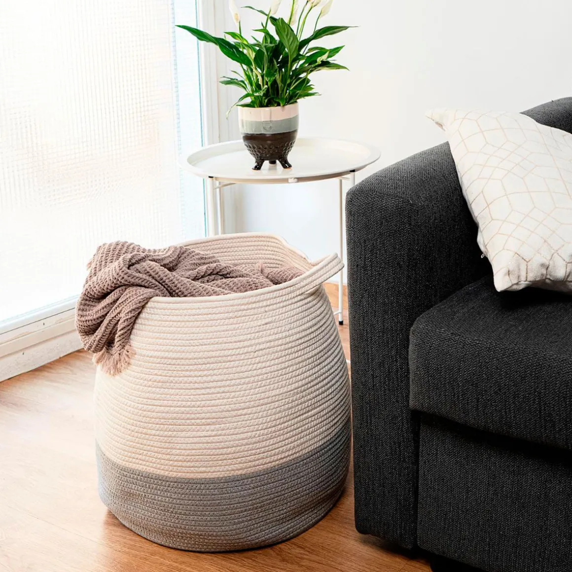 Cesta multiusos MOA Vinthera blanco/gris Ø40x45 cm