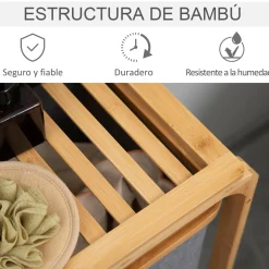 Cesto de la ropa sucia Mosas Homcom bambú 3 cestas gris 69,7x50x32 cm