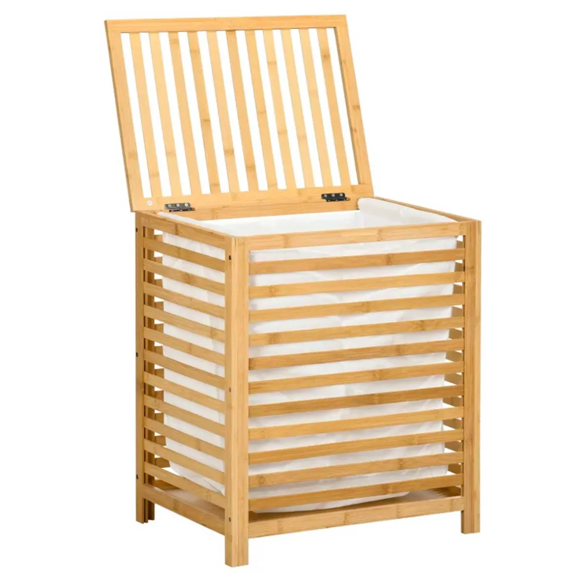 Cesto multiusos Bamboo Homcom 55L bolsa extraíble natural 60x50x36 cm