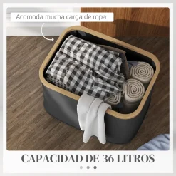 Cesto para colada Lore Homcom 36L con asas 26,5x44,3x33,3 cm