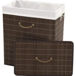 Cesto para ropa sucia con tapa y asas 60x52x32 cm