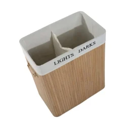 Cesto para ropa sucia Homcom 2 compartimentos+tapa bambú 63x52x32 cm
