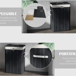 Cesto para ropa sucia Kunzita Homcom plegable con asas 60x40x30 cm