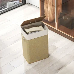 Cesto para ropa sucia Pirineo Homcom 72L bolsa extraíble 60x40x30 cm