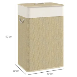 Cesto para ropa sucia Pirineo Homcom 72L bolsa extraíble 60x40x30 cm