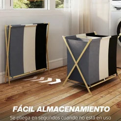 Cesto para ropa sucia Riku Homcom 129L 3 compartimentos multicolor 67x75x48 cm