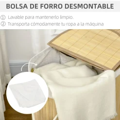 Cesto para ropa sucia Ying Yang Homcom 100L 2 compartimentos 60,5x62,5x37 cm