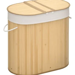 Cesto para ropa sucia Ying Yang Homcom 100L 2 compartimentos 60,5x62,5x37 cm