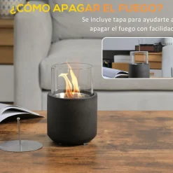 Chimenea de bioetanol Abeto Homcom sobremesa capacidad 0.4L gris 19xØ12 cm