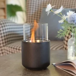 Chimenea de bioetanol Abeto Homcom sobremesa capacidad 0.4L gris 19xØ12 cm