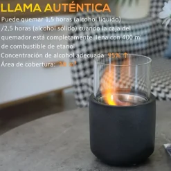 Chimenea de bioetanol Abeto Homcom sobremesa capacidad 0.4L gris 19xØ12 cm