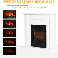 Chimenea eléctrica Classic Homcom 2000W 5 modos + temporizador blanco 95x102x30 cm