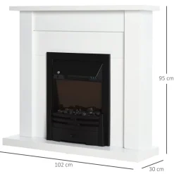 Chimenea eléctrica Classic Homcom 2000W 5 modos + temporizador blanco 95x102x30 cm