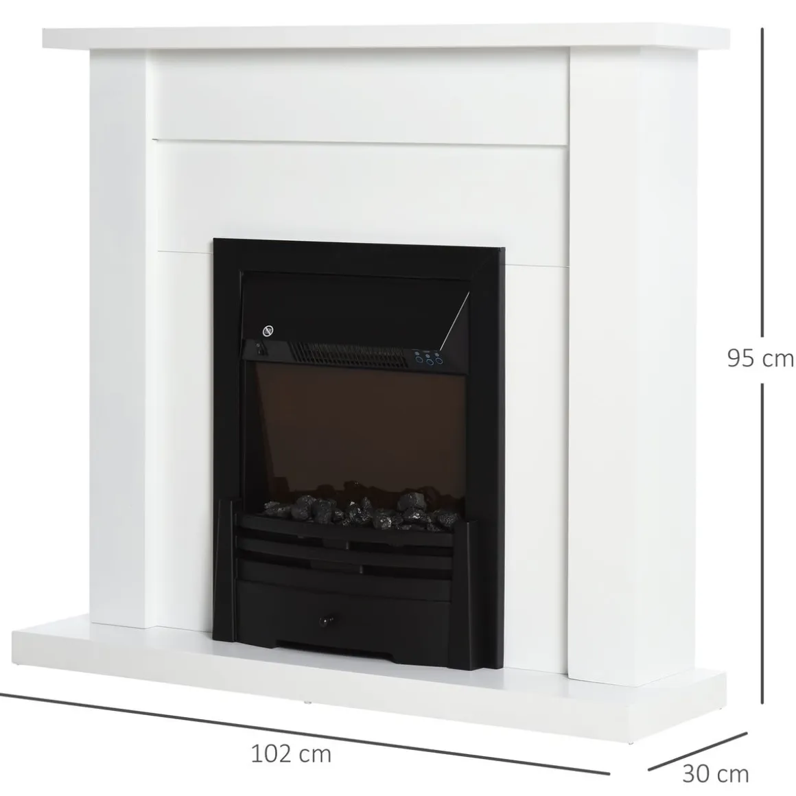 Chimenea eléctrica Classic Homcom 2000W 5 modos + temporizador blanco 95x102x30 cm