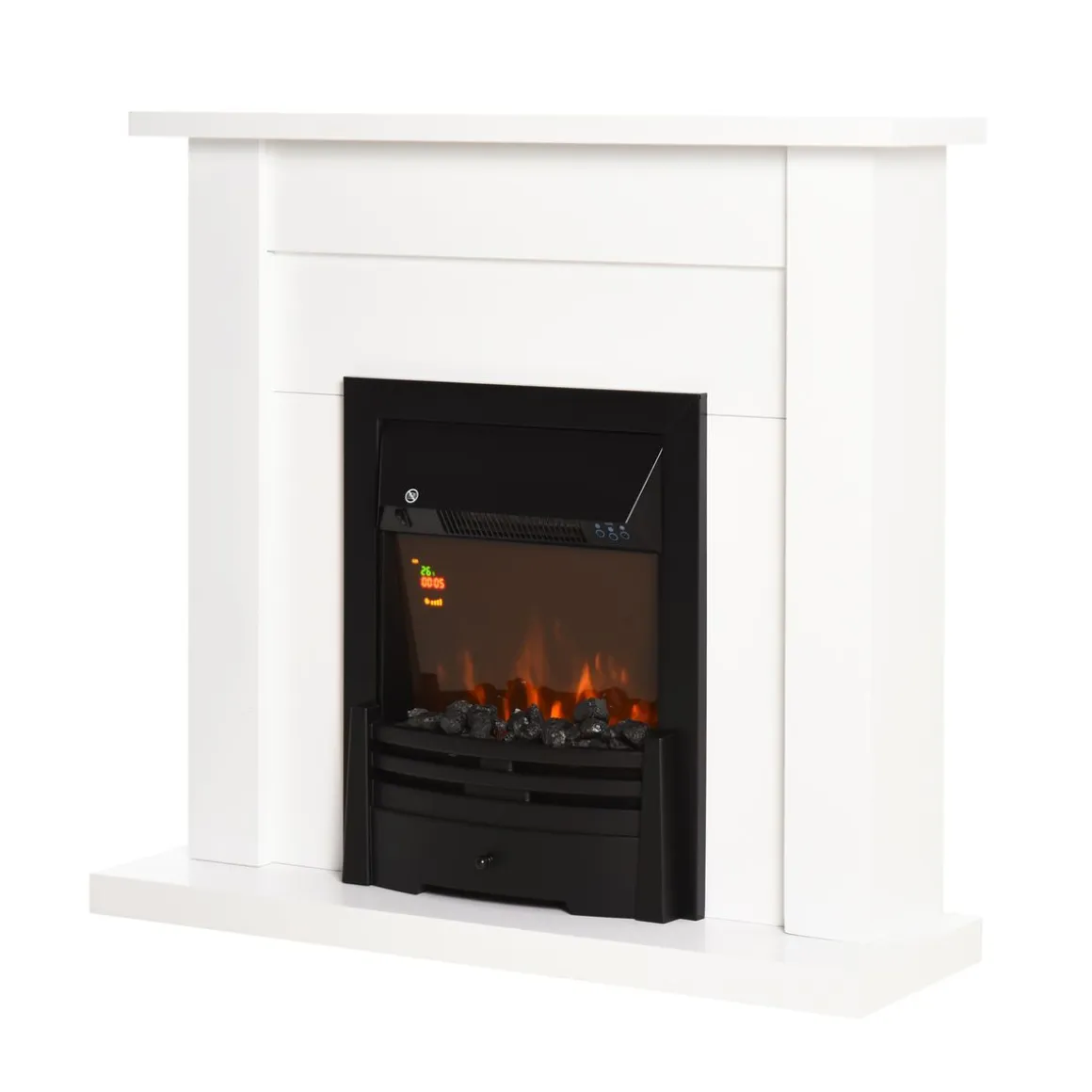 Chimenea eléctrica Classic Homcom 2000W 5 modos + temporizador blanco 95x102x30 cm