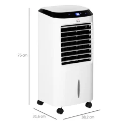 Climatizador de aire portátil Homcom con mando 10L 60W 3 velocidades 3 modos con temporizador y ruedas blanco 76x38,2x31,6 cm