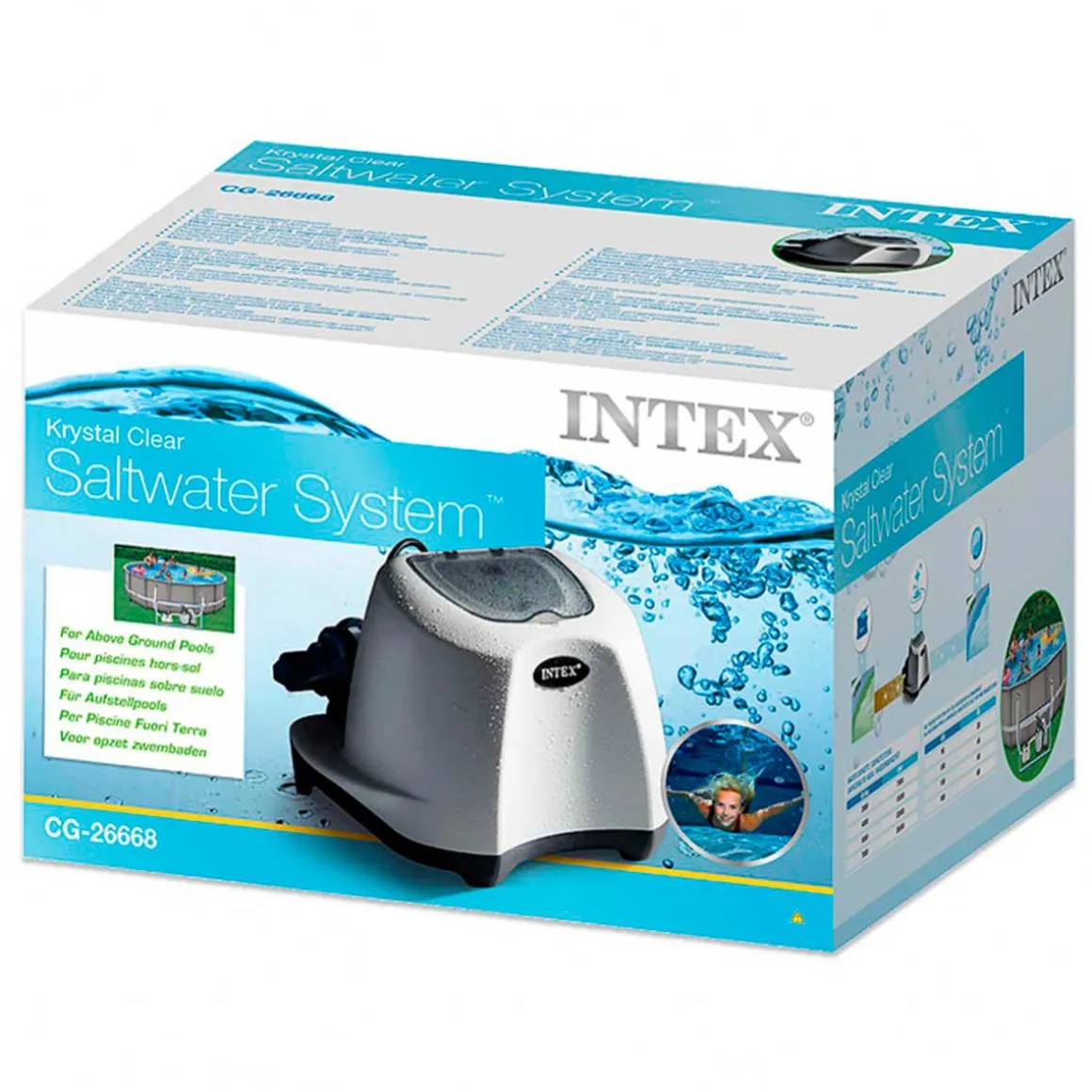 Clorador salino Krystal Clear Intex 65W 5g/h para piscinas de hasta 26500L blanco