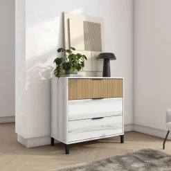 Cómoda Arles 3 cajones albo/rayado 81,3x80x40 cm