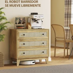 Cómoda Atelier Homcom 3 cajones natural 76x80x35 cm