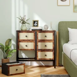Cómoda Caramel Homcom 6 cajones negro/marrón 83x88x30 cm