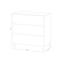 Cómoda Diva 3 cajones blanco brillo 76x80x40 cm