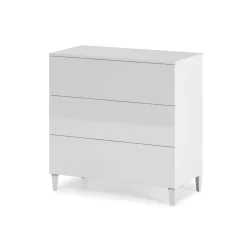 Cómoda Diva 3 cajones blanco brillo 76x80x40 cm