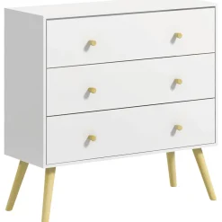 Cómoda Dominica Homcom 3 cajones blanco 80x80x30 cm