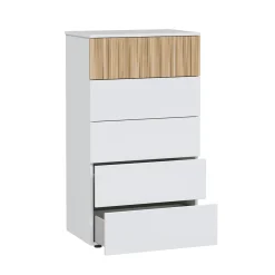 Cómoda Ethna 5 cajones blanco/natural 109x61x40 cm