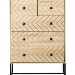 Cómoda Homcom 5 cajones diseño geométrico natural/negro 110x80x39,5 cm