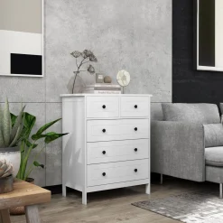 Cómoda Kalue Homcom 5 cajones blanco 91x74x40 cm
