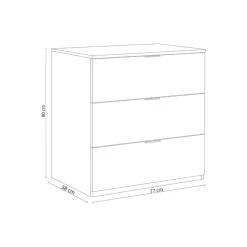 Cómoda Low Cost 3 cajones 80x77x38 cm