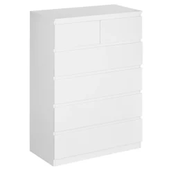 Cómoda Polinesia Homcom 6 cajones blanco 115x80x39 cm