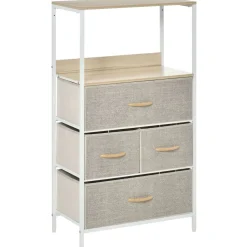 Cómoda Retal Homcom 4 cajones con estante gris/blanco 103x58x29 cm