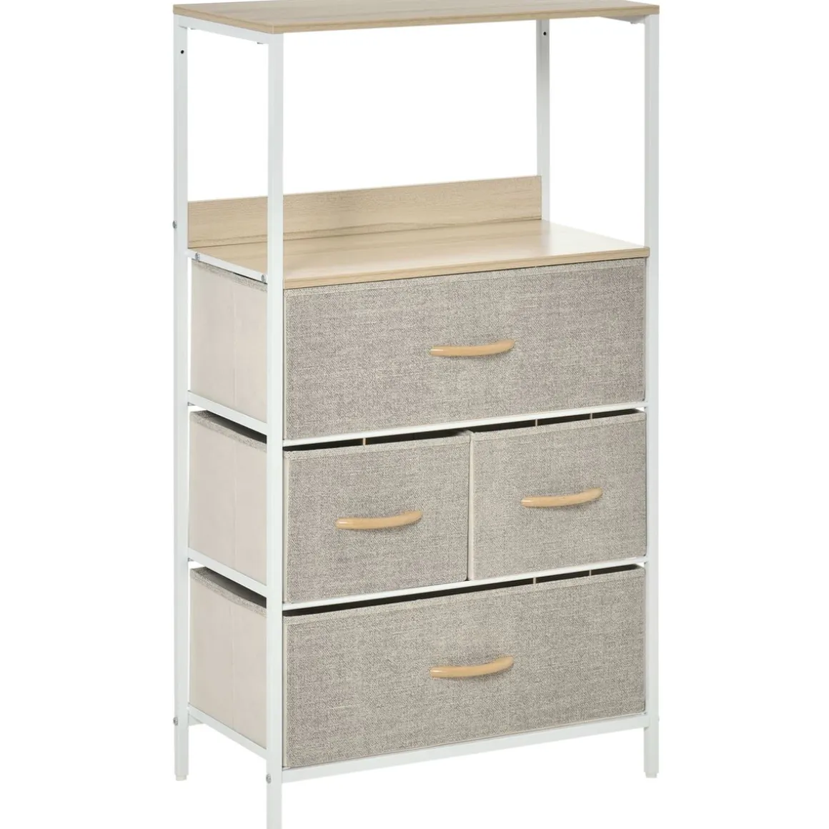 Cómoda Retal Homcom 4 cajones con estante gris/blanco 103x58x29 cm