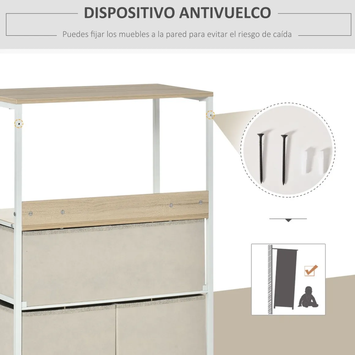 Cómoda Retal Homcom 4 cajones con estante gris/blanco 103x58x29 cm