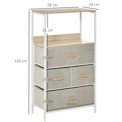 Cómoda Retal Homcom 4 cajones con estante gris/blanco 103x58x29 cm