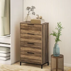 Cómoda Senda Homcom 4 cajones natural 105x62x35 cm