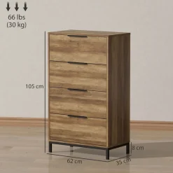 Cómoda Senda Homcom 4 cajones natural 105x62x35 cm