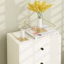 Cómoda Sora Homcom 5 cajones con tiradores beige 95x47x29 cm