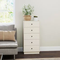 Cómoda Sora Homcom 5 cajones con tiradores beige 95x47x29 cm