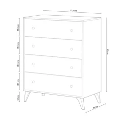Cómoda Sweet 4 cajones blanco artik/marrón 95x77,5x40 cm