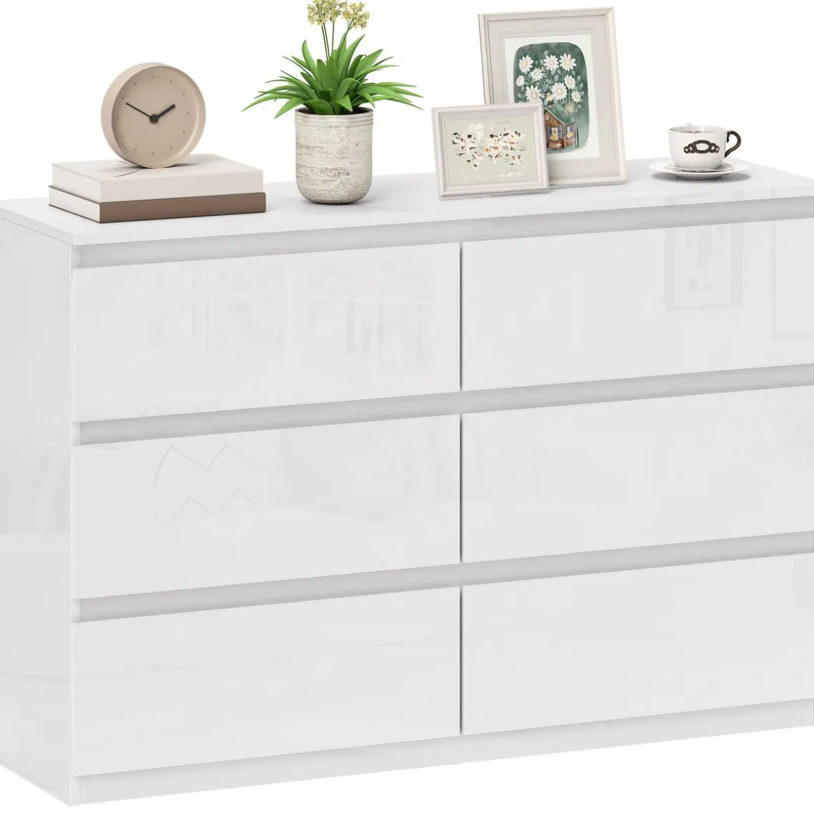 Cómoda Tallín Homcom 6 cajones blanco 75x112x34 cm