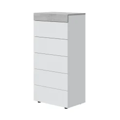 Cómoda Tekkan 5 cajones blanco/gris 118x61x40 cm