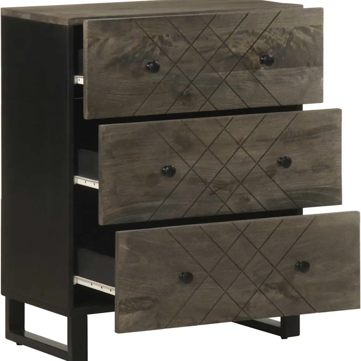 Cómoda Terma 3 cajones marrón oscuro 75x60x33 cm