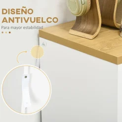 Cómoda Yap Homcom 4 cajones blanco/natural 75x70x37 cm